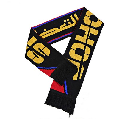 Scarves: Football Team Acrylic Double Layer Jacquard Scarf