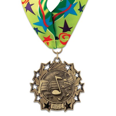 2 1/4" Music TS Medal w/ Stock Millennium Neck Ribbon