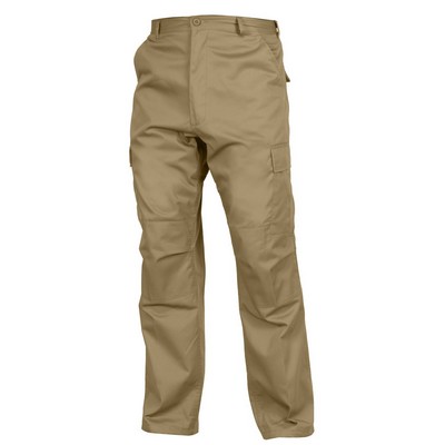 Khaki Relaxed Fit Zipper Fly Tactical B.D.U. Pants