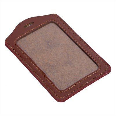 Faux Leather Premium Badge Holder (Vertical)