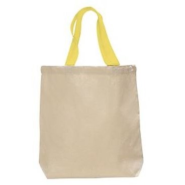 Q-Tees Canvas Tote w/Colored Handles