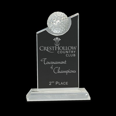 7 1/4" Clear Crystal with Inset Crystal Golf Ball on Clear Base