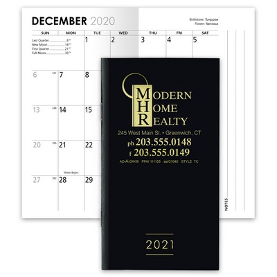 TC Datefinder® 14 Month Pocket Planner, Black Cover