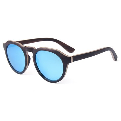 Ebony Wood Sunglasses - Ice-Blue Polarized Lenses - Ebony Wood Frames