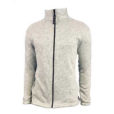 Unisex Polyester Heather Knitted Fleece Full Zip Jacket