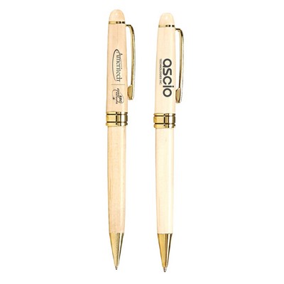 The Milano Blanc Maplewood Ballpoint Pen