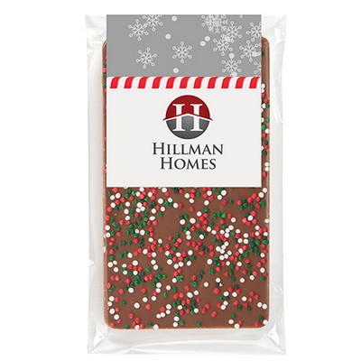 Belgian Chocolate Bar with Holiday Nonpareil Sprinkles