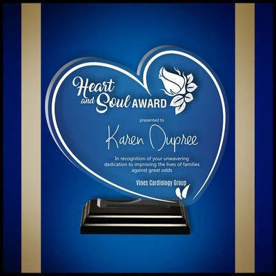 7" Heart Clear Acrylic Award in a Black Wood Base