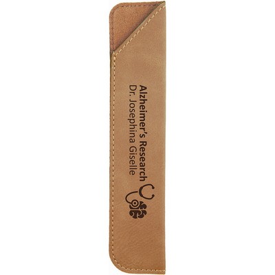 6 1/4" Light Brown Laser Engraved Leatherette Pen Sleeve