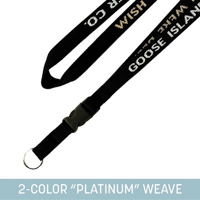 3/4" Woven Detachable Lanyard w/ Split Ring - "Platinum" Weave