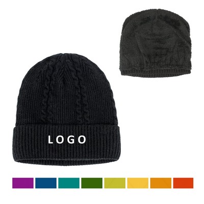 Sherpa Fleece Lining Knitted Beanie