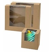 Kraft Waterfall Window Popup Bakery Box (4"x4"x4")