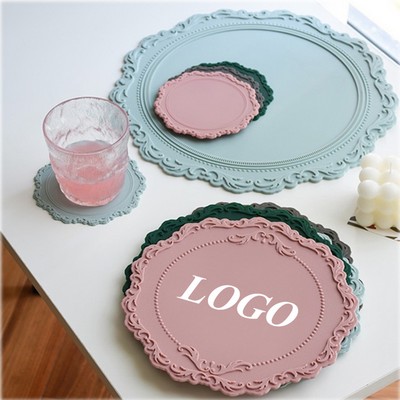 9" Lace Embossed Silicone Soft Coaster