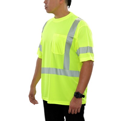 Birdseye Knit Short Sleeve Shirt with Pocket- 3M™ Scotchlite™ Reflective/Fluorescent Yellow-Green