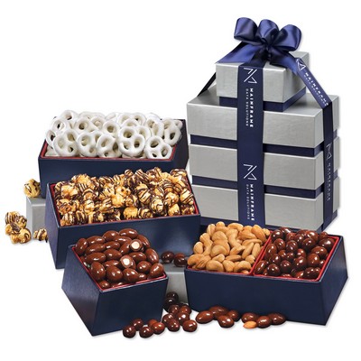 Silver & Navy Tower of Treats