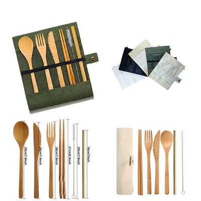 Bamboo Cutlery Set With Cloth Bag