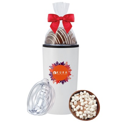 Promo Revolution - 20 Oz. Straight Tumbler w/Plastic Liner Gift Set w/Milk Hot Chocolate Bomb