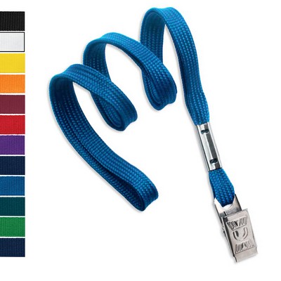 3/8" Blank Non-Breakaway Flat-Braided Polyester Lanyards with Bulldog Clip