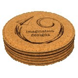 4" Round Cork Coaster w/Stitching