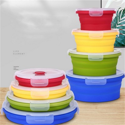 Folding Silicone 4pcs Food Container Storage Box Set