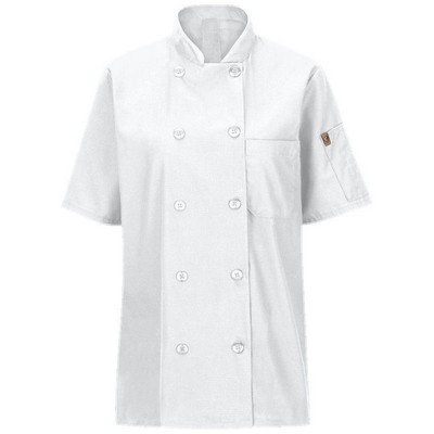 Red Kap™ Women's Short Sleeve Chef Coat w/OilBlok & MIMIX™ - Ten Button - White