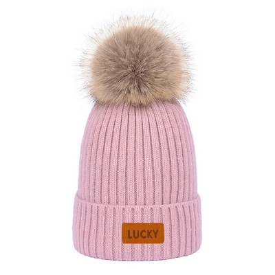 Customized Pom Pom Solid Winter Beanie Hats