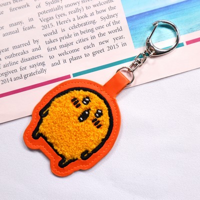 Custom Animal Shape PU & Fabric Keychian Car Keychain Key Ring Anti-Lost