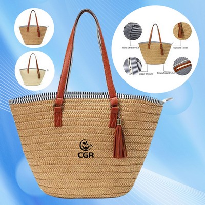 Stylish Straw Beach Tote Bag