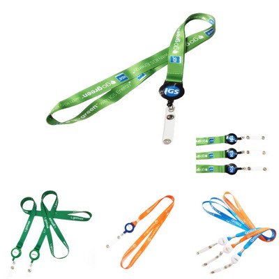 3/4" Dye Sublimation Lanyards w/ Retractable Badge Reel