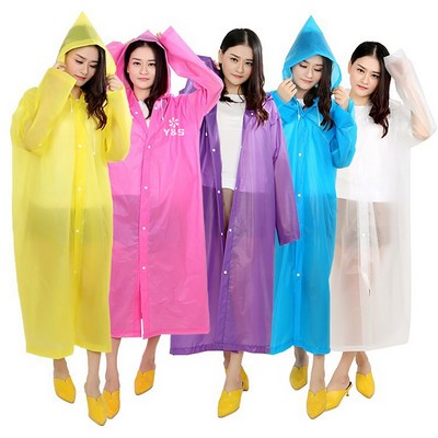 Reusable EVA Raincoat With Drawstring Hood