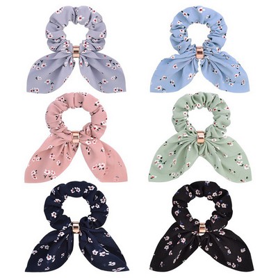 Full-Color Promotional Chiffon Hair Scrunchie with Bow