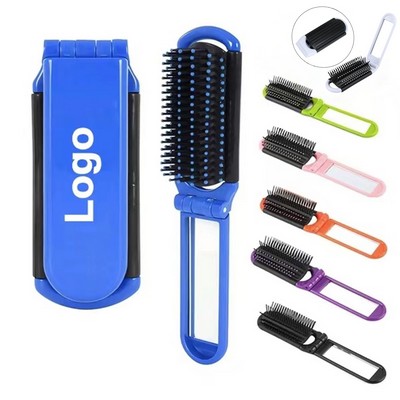 Folding Hair Brush With Mirror