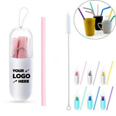 Foldable Silicone Straw Set