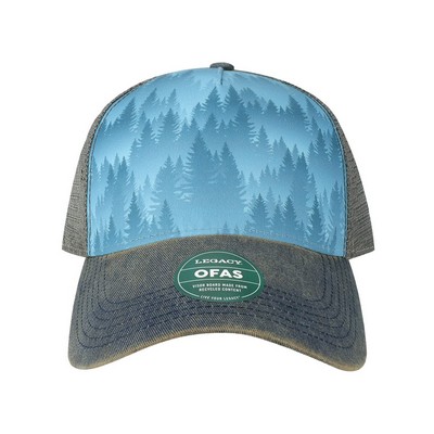 Legacy OFAFP Structured Old Favorite Five Panel Sublimated Front Trucker Hat with Patch of Choice