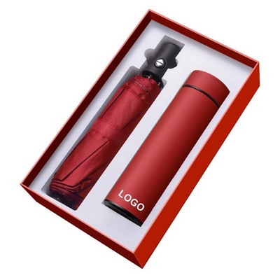 Umbrella and Led Thermos Set