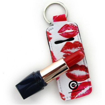 Custom Digital Print Lip Balm Neoprene Holder Keychain