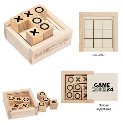 Mini Wooden Tic Tac Toe Board Game