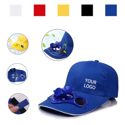 Summer Solar Power Cooling Fan Baseball Visor Cap