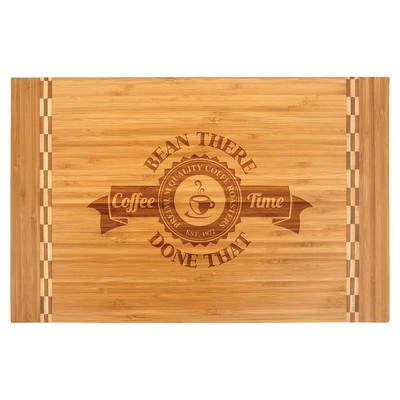 18 1/4" x 12" Bamboo Cutting Board with Butcher Block Inlay