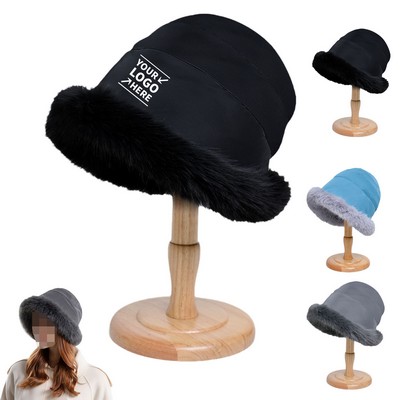 Winter Faux Fur Lined Bucket Hat For Women