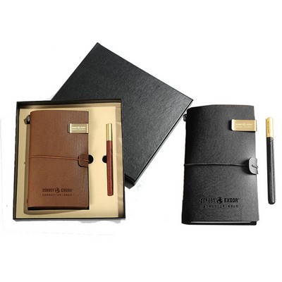 Business Card Case & Wooden Pen 2 Pieces Gift Set