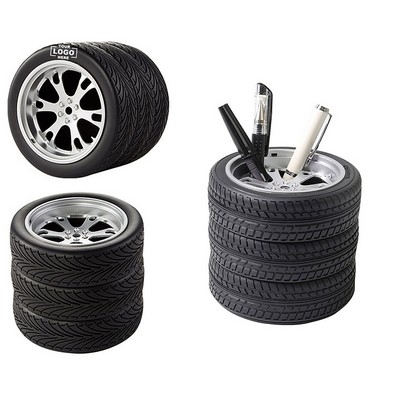 Tire Shaped Desk Organizer Pen Holder