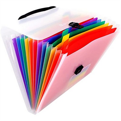 13 Pocket A4 Rainbow Accordion File Folder with Handle