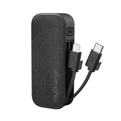 myCharge Powerhub Mini 3K Portable Charger W/ Built-In Usb-C & Lightning Cables