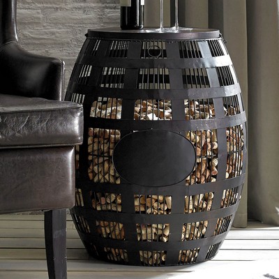 Wine Enthusiast Barrel Cork Catcher Side Table