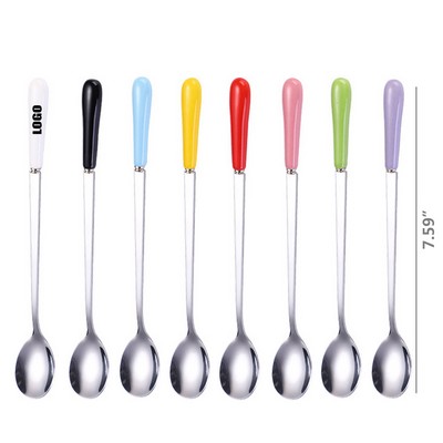 7.59 Inch Ceramic Handle Steel Spoon