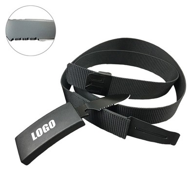 Canvas Nylon Waist Belt with Hidden 3.5-Inch Knife