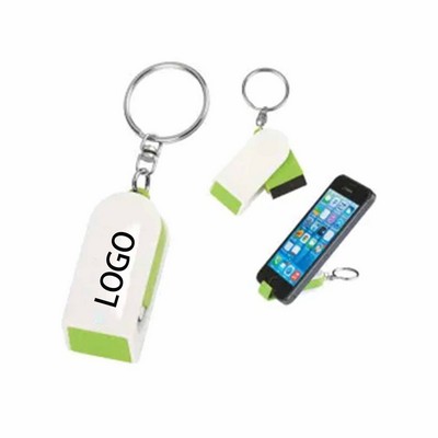 ABS Phone Stand W/ Screen Cleaner Combo Keychain