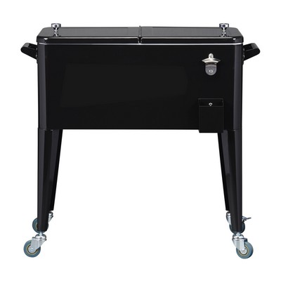 Retro Cooler Rolling 73L Rolling Vintage Cooler - Black