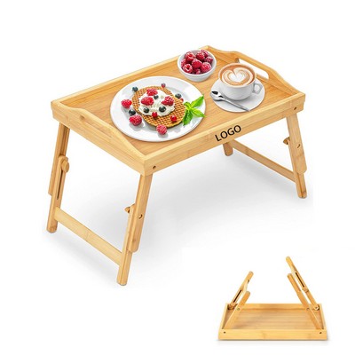 Bamboo Adjustable Tray Table with Folding Legs